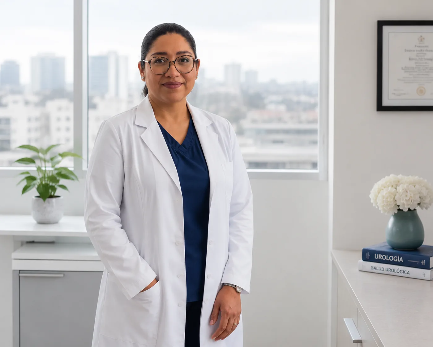 Dra. Gloria Valdivieso Sánchez, uróloga certificada por CONAMEU, en su consultorio